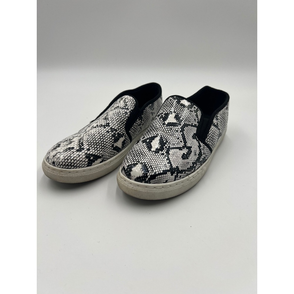 Anna Womens Snakeskin Print Slip On Sneakers Shoes Size 8 Black White